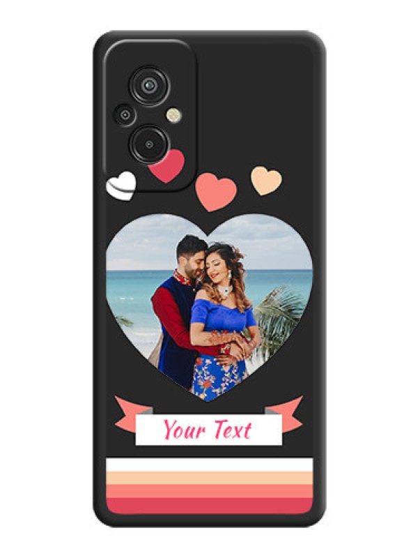 Custom Love Shaped Photo with Colorful Stripes on Personalised Space Black Soft Matte Cases - Xiaomi Redmi 11 Prime 4G