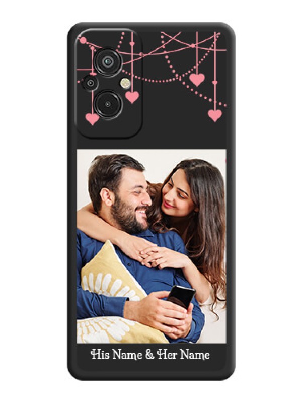 Custom Pink Love Hangings with Text on Space Black Custom Soft Matte Back Cover - Xiaomi Redmi 11 Prime 4G