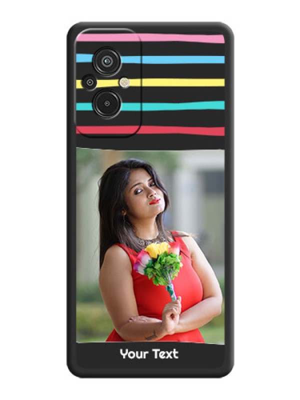 Custom Multicolor Lines with Image on Space Black Personalized Soft Matte Phone Covers - Xiaomi Redmi 11 Prime 4G