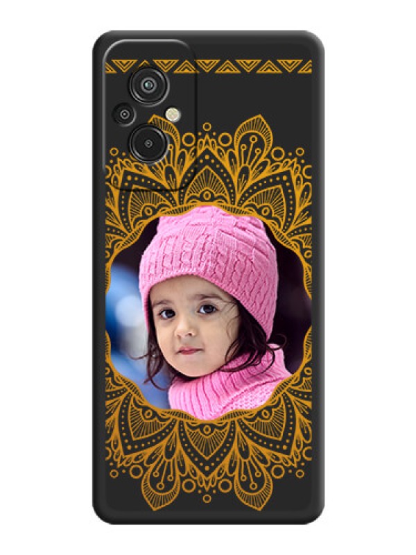 Custom Round Image with Floral Design on Photo on Space Black Soft Matte Mobile Cover - Xiaomi Redmi 11 Prime 4G