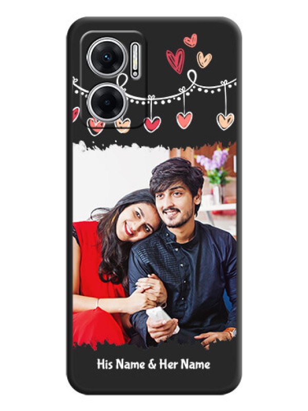 Custom Pink Love Hangings with Name on Space Black Custom Soft Matte Phone Cases - Xiaomi Redmi 11 Prime 5G