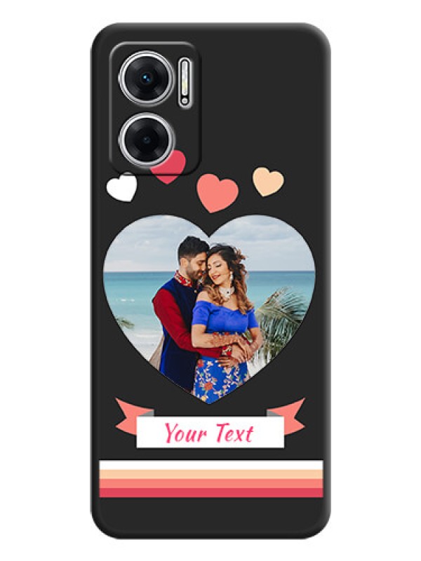 Custom Love Shaped Photo with Colorful Stripes on Personalised Space Black Soft Matte Cases - Xiaomi Redmi 11 Prime 5G