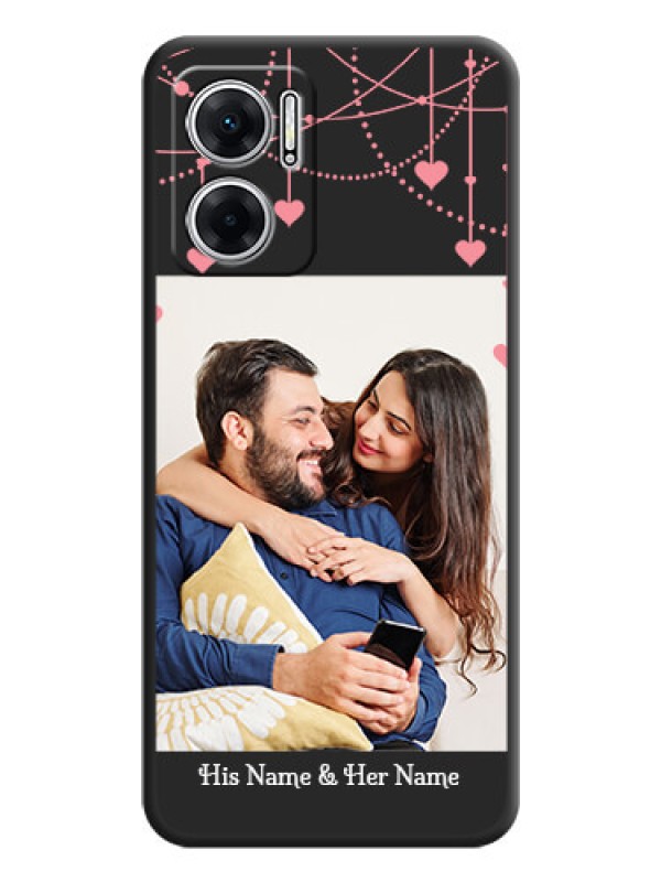 Custom Pink Love Hangings with Text on Space Black Custom Soft Matte Back Cover - Xiaomi Redmi 11 Prime 5G