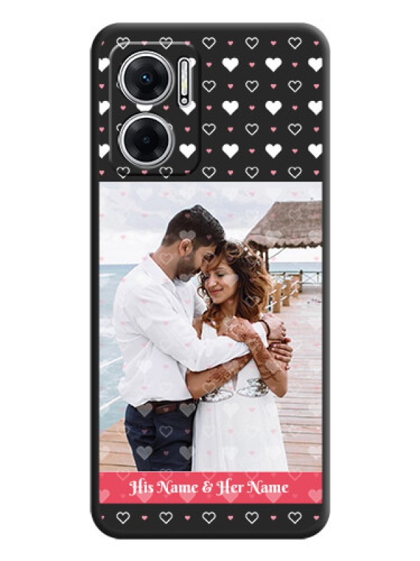 Custom White Color Love Symbols with Text Design on Photo on Space Black Soft Matte Phone Cover - Xiaomi Redmi 11 Prime 5G