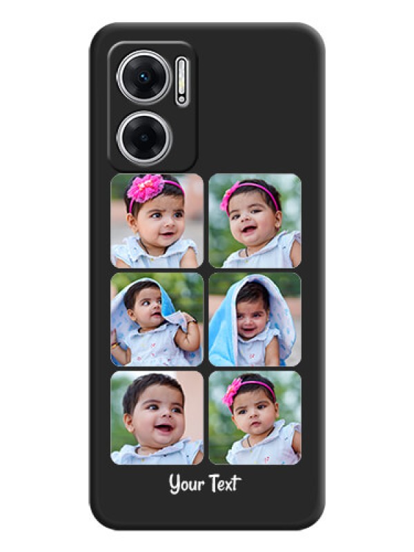Custom Floral Art with 6 Image Holder on Photo on Space Black Soft Matte Mobile Case - Xiaomi Redmi 11 Prime 5G