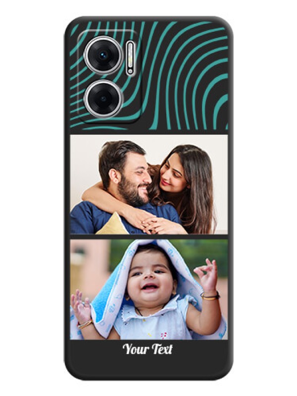 Custom Wave Pattern with 2 Image Holder on Space Black Personalized Soft Matte Phone Covers - Xiaomi Redmi 11 Prime 5G