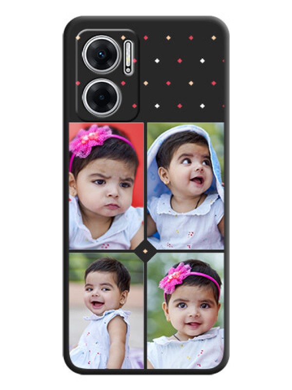 Custom Multicolor Dotted Pattern with 4 Image Holder on Space Black Custom Soft Matte Phone Cases - Xiaomi Redmi 11 Prime 5G