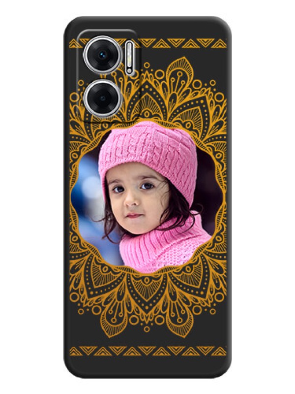 Custom Round Image with Floral Design on Photo on Space Black Soft Matte Mobile Cover - Xiaomi Redmi 11 Prime 5G