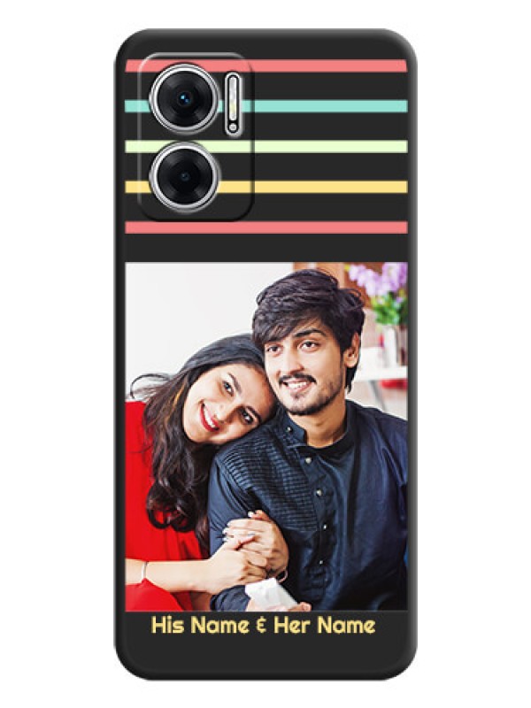 Custom Color Stripes with Photo and Text on Photo on Space Black Soft Matte Mobile Case - Xiaomi Redmi 11 Prime 5G