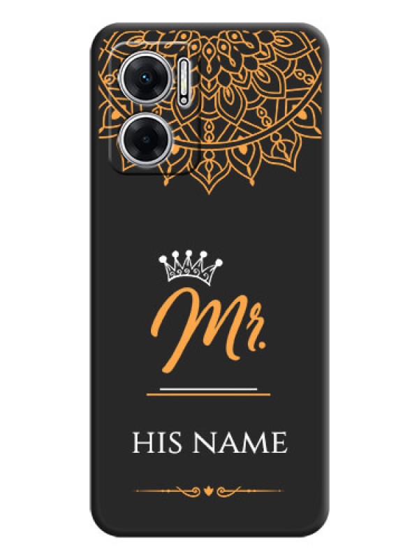 Custom Mr Name with Floral Design  on Personalised Space Black Soft Matte Cases - Xiaomi Redmi 11 Prime 5G