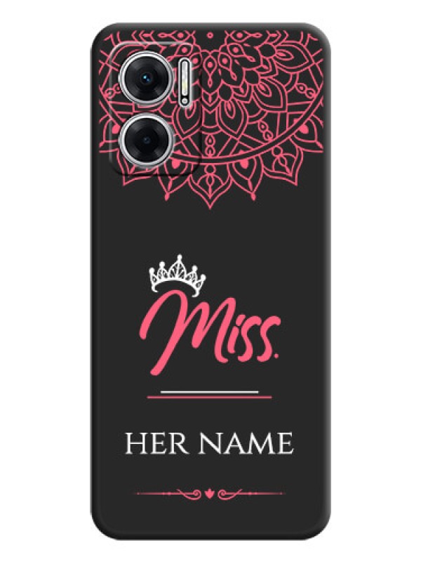 Custom Mrs Name with Floral Design on Space Black Personalized Soft Matte Phone Covers - Xiaomi Redmi 11 Prime 5G
