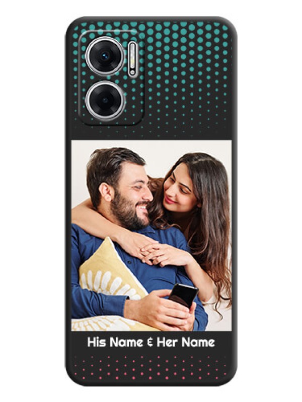 Custom Faded Dots with Grunge Photo Frame and Text on Space Black Custom Soft Matte Phone Cases - Xiaomi Redmi 11 Prime 5G