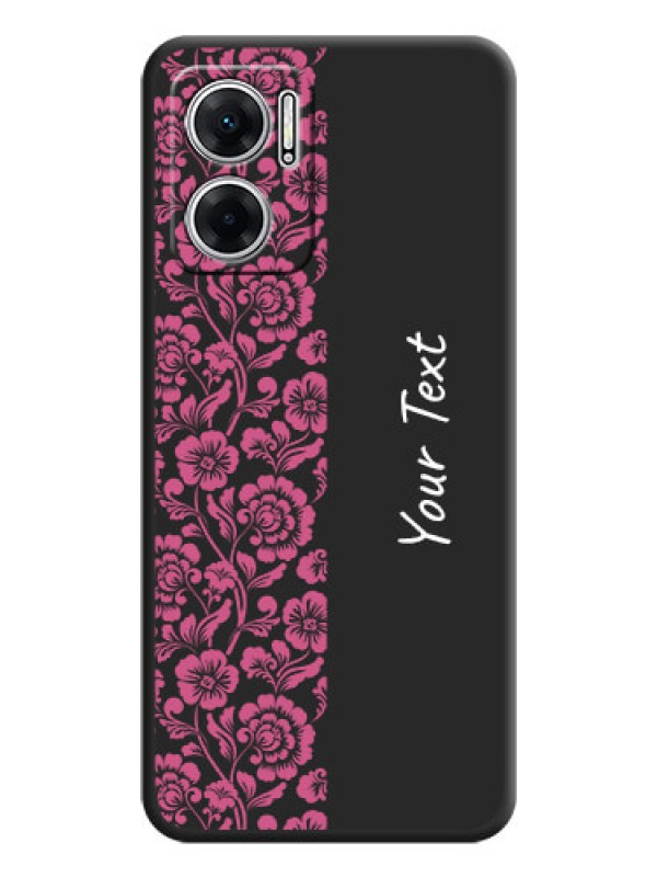 Custom Pink Floral Pattern Design With Custom Text On Space Black Personalized Soft Matte Phone Covers -Xiaomi Redmi 11 Prime 5G