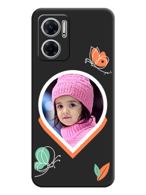 Custom Upload Pic With Simple Butterly Design On Space Black Personalized Soft Matte Phone Covers -Xiaomi Redmi 11 Prime 5G