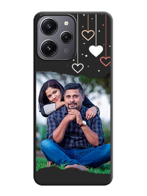 Custom Love Hangings with Splash Wave Picture on Space Black Custom Soft Matte Phone Back Cover - Redmi 12 4G