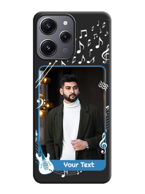 Custom Musical Theme Design with Text - Photo on Space Black Soft Matte Mobile Case - Redmi 12 4G