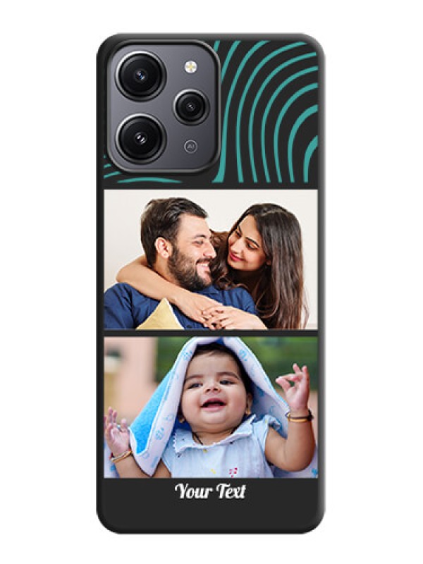 Custom Wave Pattern with 2 Image Holder on Space Black Personalized Soft Matte Phone Covers - Redmi 12 4G