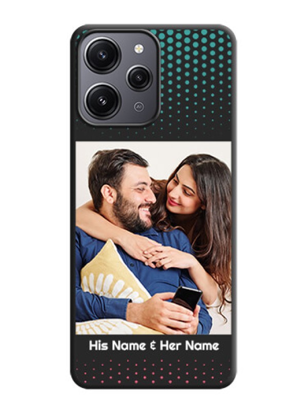 Custom Faded Dots with Grunge Photo Frame and Text on Space Black Custom Soft Matte Phone Cases - Redmi 12 4G