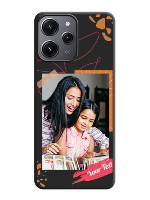 Custom Orange Photo Frame on Space Black Custom Soft Matte Phone Back Cover - Redmi 12 4G