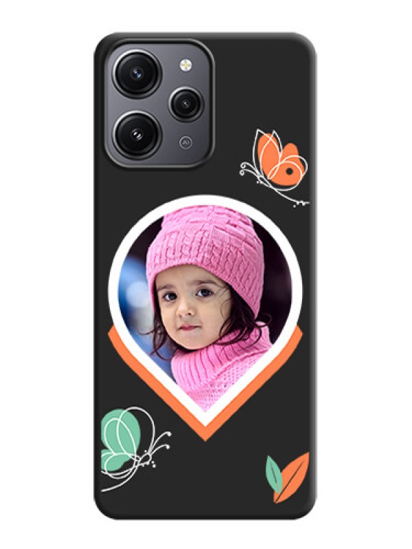 Custom Upload Pic With Simple Butterly Design On Space Black Personalized Soft Matte Phone Covers - Redmi 12 4G