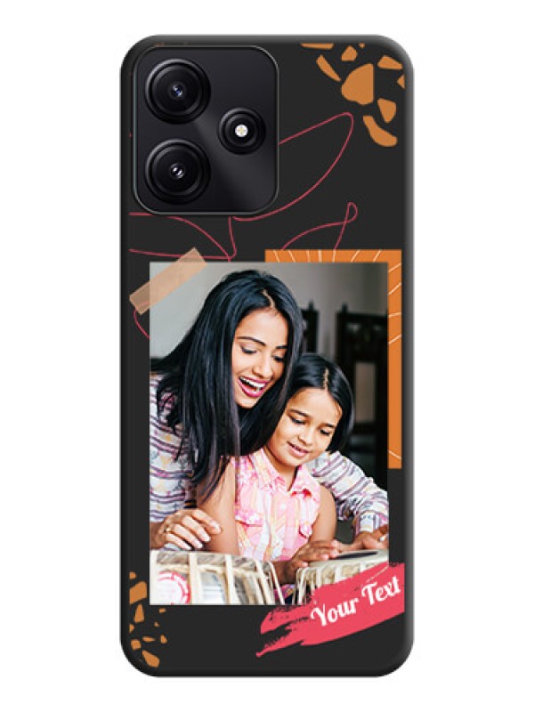 Custom Orange Photo Frame on Space Black Custom Soft Matte Phone Back Cover - Redmi 12 5G