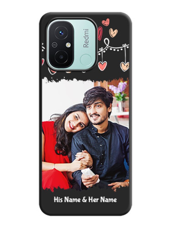 Custom Pink Love Hangings with Name on Space Black Custom Soft Matte Phone Cases - Redmi 12c