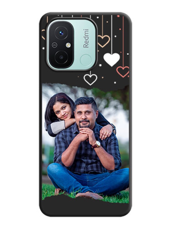 Custom Love Hangings with Splash Wave Picture on Space Black Custom Soft Matte Phone Back Cover - Redmi 12c