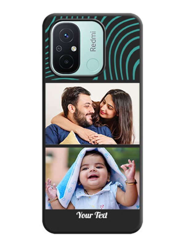 Custom Wave Pattern with 2 Image Holder on Space Black Personalized Soft Matte Phone Covers - Redmi 12c