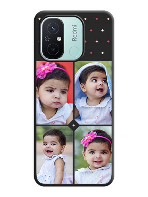 Custom Multicolor Dotted Pattern with 4 Image Holder on Space Black Custom Soft Matte Phone Cases - Redmi 12c