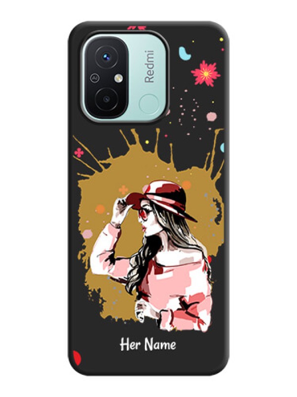 Custom Mordern Lady With Color Splash Background With Custom Text On Space Black Personalized Soft Matte Phone Covers -Xiaomi Redmi 12C