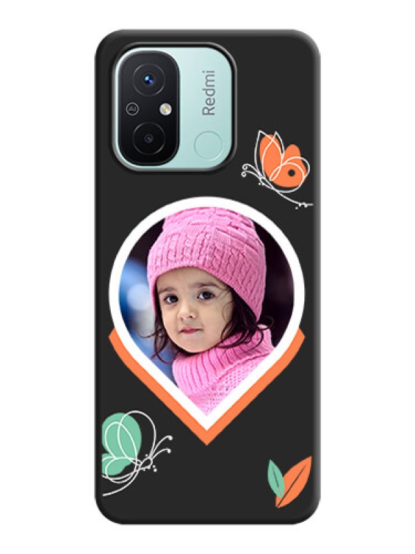 Custom Upload Pic With Simple Butterly Design On Space Black Personalized Soft Matte Phone Covers -Xiaomi Redmi 12C