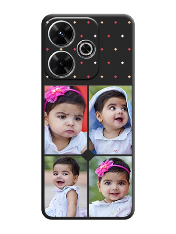 Custom Multicolor Dotted Pattern with 4 Image Holder On Space Black Custom Soft Matte Mobile Back Cover - Xiaomi Redmi 13 5G