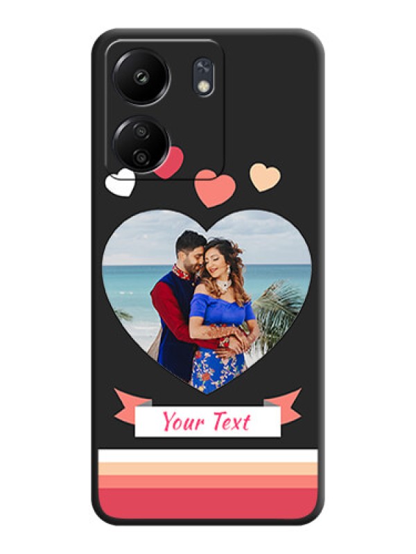 Custom Love Shaped Photo with Colorful Stripes On Space Black Custom Soft Matte Mobile Back Cover - Redmi 13C 4G