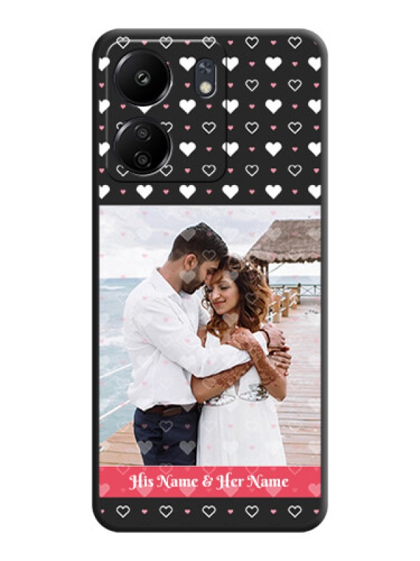 Custom White Color Love Symbols with Text Design on Photo On Space Black Custom Soft Matte Mobile Back Cover - Redmi 13C 4G