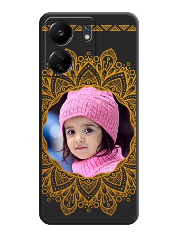 Custom Round Image with Floral Design On Space Black Custom Soft Matte Mobile Back Cover - Redmi 13C 4G