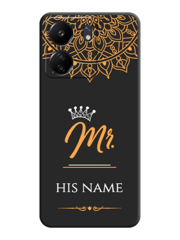Custom Mr Name with Floral Design On Space Black Custom Soft Matte Mobile Back Cover - Redmi 13C 4G