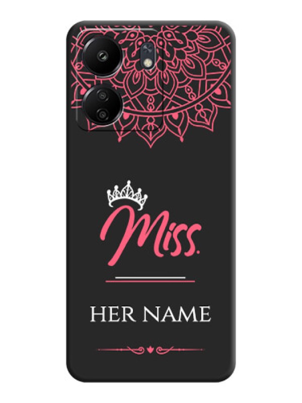 Custom Mrs Name with Floral Design On Space Black Custom Soft Matte Mobile Back Cover - Redmi 13C 4G