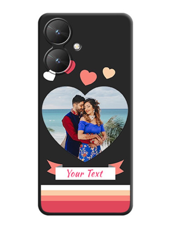 Custom Love Shaped Photo with Colorful Stripes On Space Black Custom Soft Matte Mobile Back Cover - Redmi 13C 5G