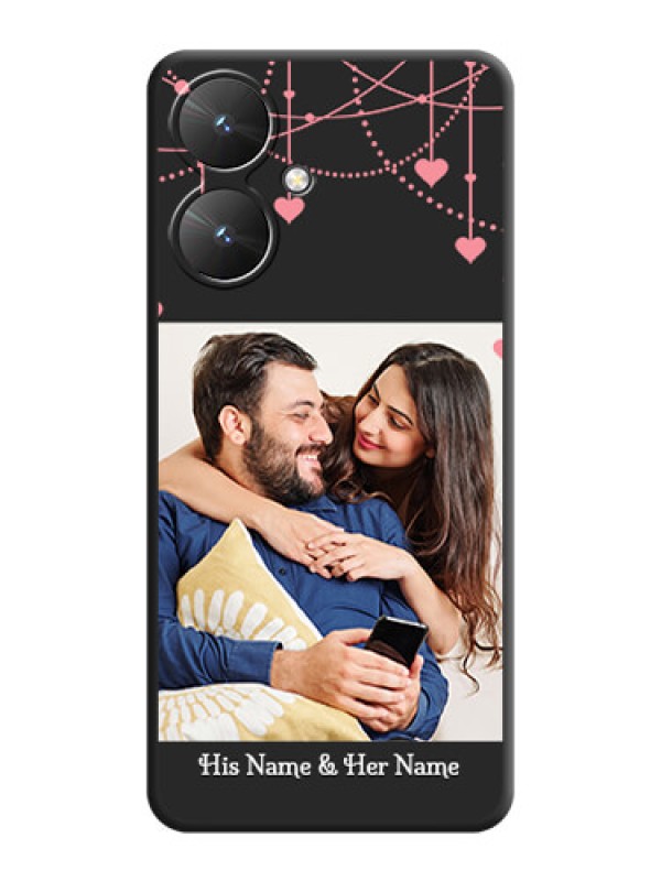 Custom Pink Love Hangings with Text On Space Black Custom Soft Matte Mobile Back Cover - Redmi 13C 5G
