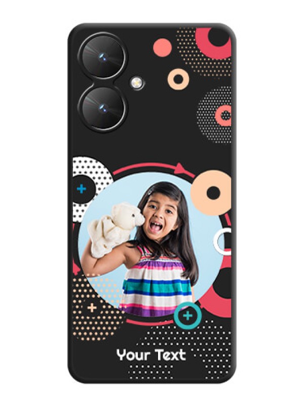 Custom Multicoloured Round Image On Space Black Custom Soft Matte Mobile Back Cover - Redmi 13C 5G