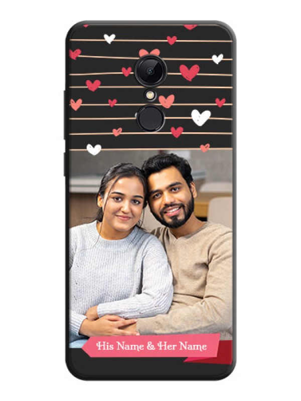 Custom Love Pattern with Name on Pink Ribbon  - Photo on Space Black Soft Matte Back Cover - Redmi 5