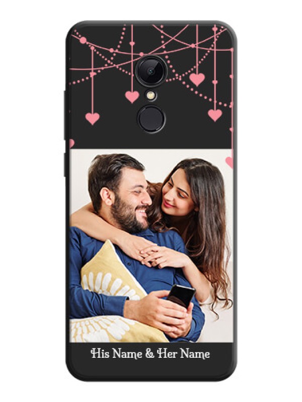 Custom Pink Love Hangings with Text on Space Black Custom Soft Matte Back Cover - Redmi 5