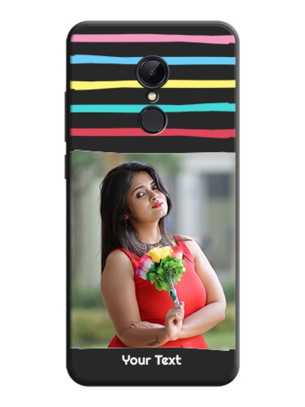 Custom Multicolor Lines with Image on Space Black Personalized Soft Matte Phone Covers - Redmi 5