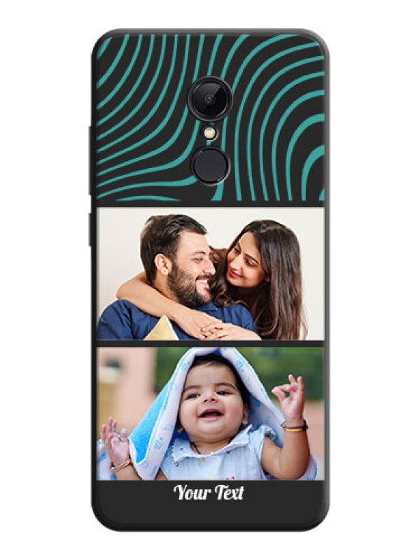 Custom Wave Pattern with 2 Image Holder on Space Black Personalized Soft Matte Phone Covers - Redmi 5