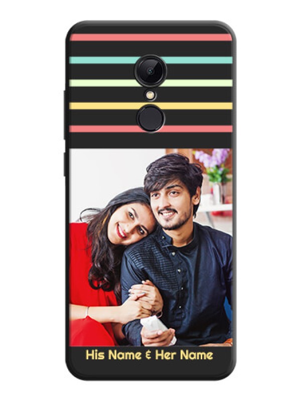 Custom Color Stripes with Photo and Text - Photo on Space Black Soft Matte Mobile Case - Redmi 5