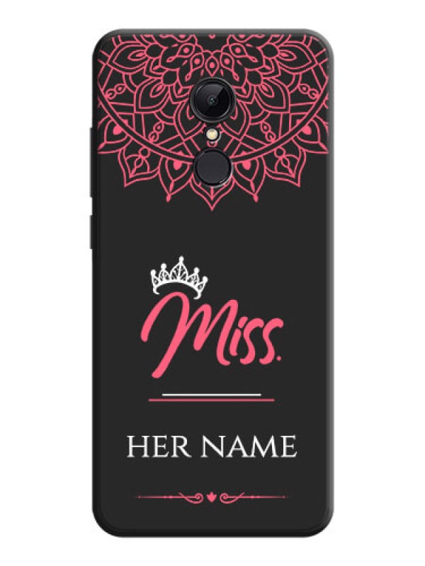 Custom Mrs Name with Floral Design on Space Black Personalized Soft Matte Phone Covers - Redmi 5