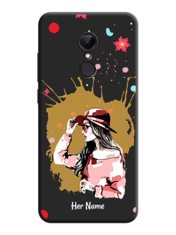 Custom Mordern Lady With Color Splash Background With Custom Text On Space Black Personalized Soft Matte Phone Covers -Xiaomi Redmi 5