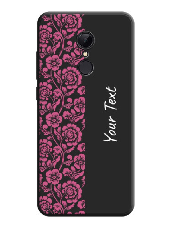 Custom Pink Floral Pattern Design With Custom Text On Space Black Personalized Soft Matte Phone Covers -Xiaomi Redmi 5
