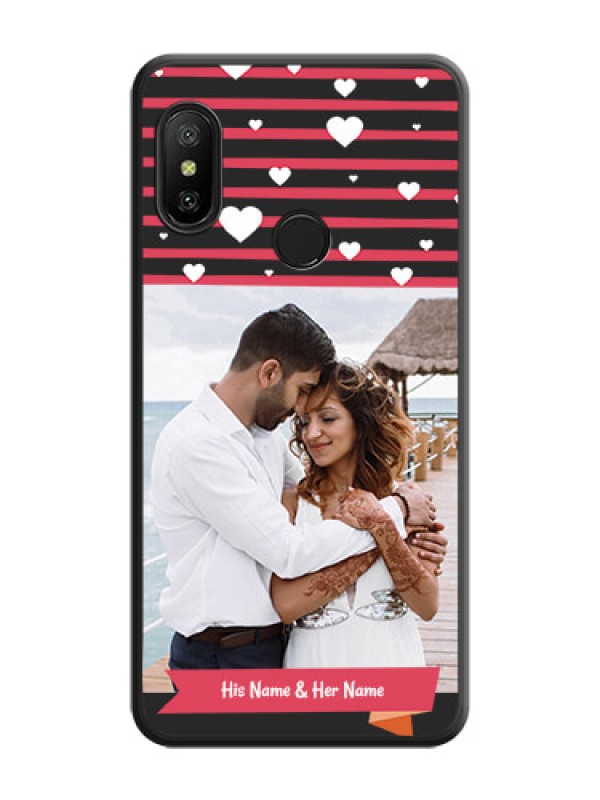 Custom White Color Love Symbols with Pink Lines Pattern on Space Black Custom Soft Matte Phone Cases - Redmi 6 Pro