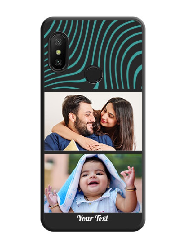 Custom Wave Pattern with 2 Image Holder on Space Black Personalized Soft Matte Phone Covers - Redmi 6 Pro